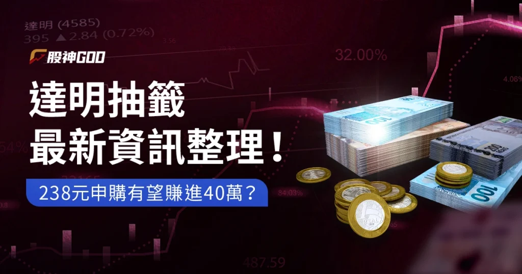 達明抽籤最新資訊整理!238 元申購有望賺進 40 萬?