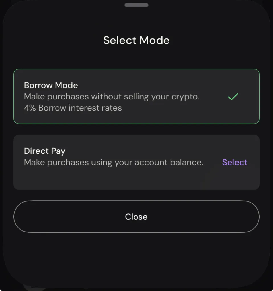 Ether.fi Card 支援「Direct Pay」與「Borrow Mode」